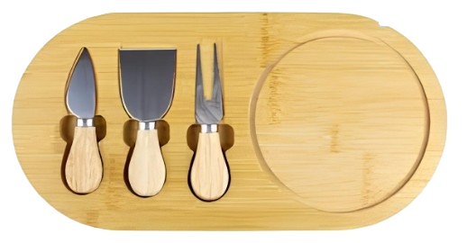 Tábua de Bambu para Frios e Queijos com 3 Espátulas