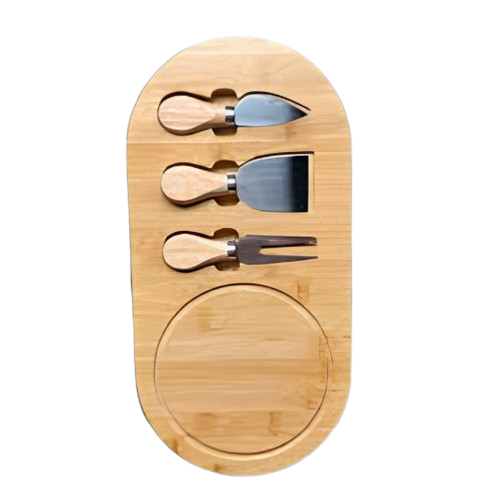 Tábua de Bambu para Frios e Queijos com 3 Espátulas