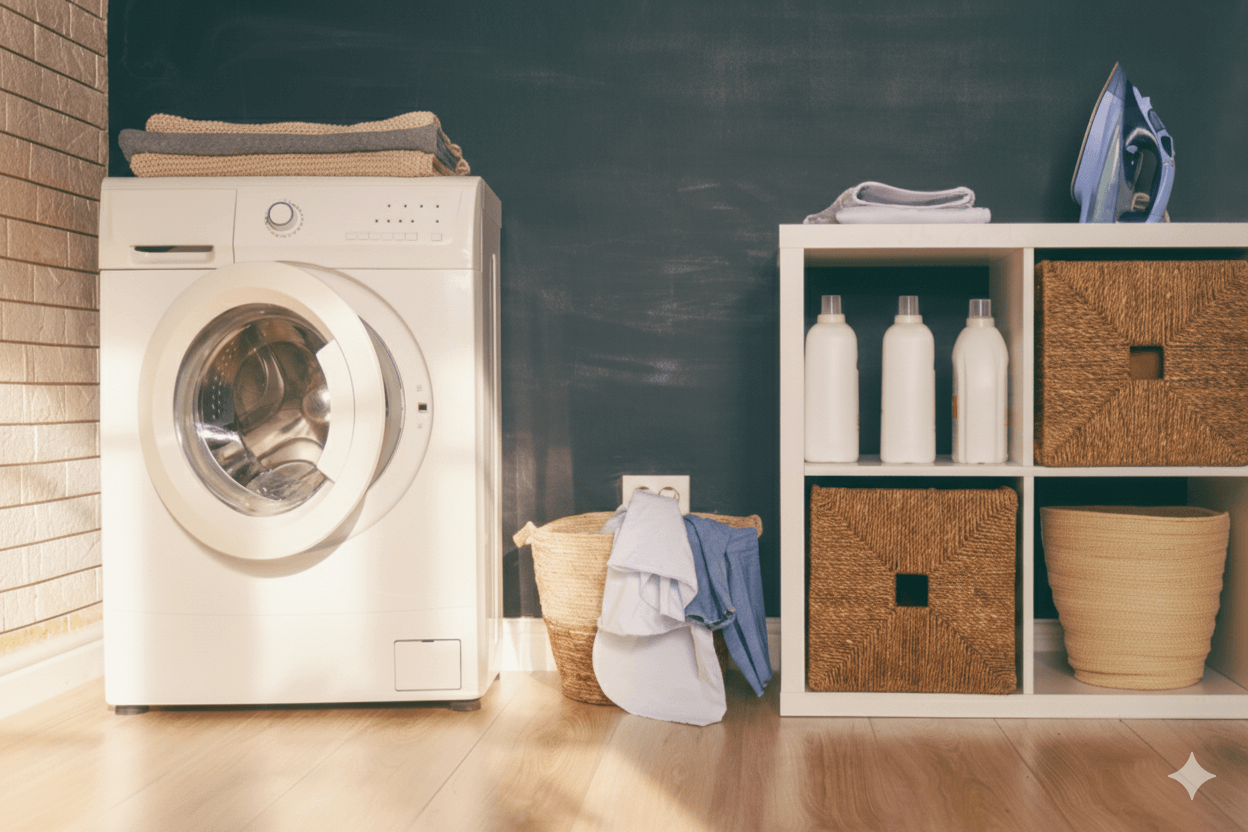 Acessórios de banheiro elegantes e funcionais para organização da sua lavanderia VibeDoLar